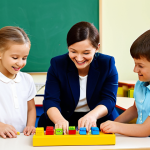 **

"A group of diverse children, fully clothed in appropriate attire, playing a "Tayo"-themed game in a brightly colored Polish kindergarten. They are using building blocks to create letters and numbers, supervised by a smiling female teacher in professional dress. The scene is safe for work, appropriate content, family-friendly, and educational. Perfect anatomy, correct proportions, natural pose, well-formed hands, proper finger count, natural body proportions, high quality illustration."

**
