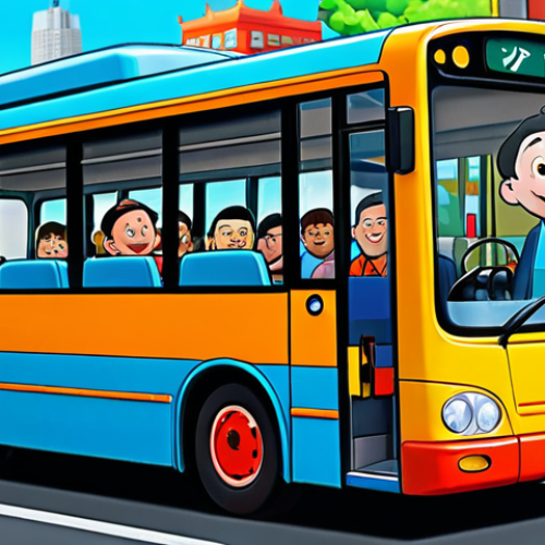 Home 22 **
"A friendly cartoon bus character, reminiscent of Tayo Autobus, fully clothed, driving through a brightly colored cityscape, appropriate attire, safe for work, perfect anatomy, natural proportions, cartoon illustration, high quality, family-friendly."
**