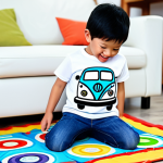 타요 상품 유통 채널 - **

A cheerful child, fully clothed in a TAYO-themed t-shirt and jeans, playing with a TAYO toy bus ...